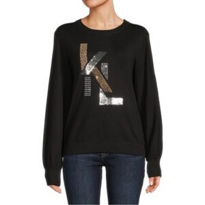 BNWT!! Karl Lagerfeld Paris Embellished Logo Sweatshirt black - sz SMALL